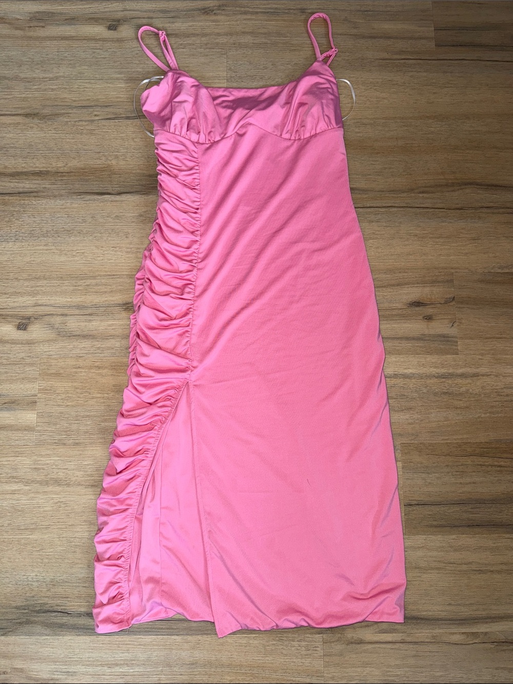 Showpo Pink Ruched One-Shoulder Maxi Dress